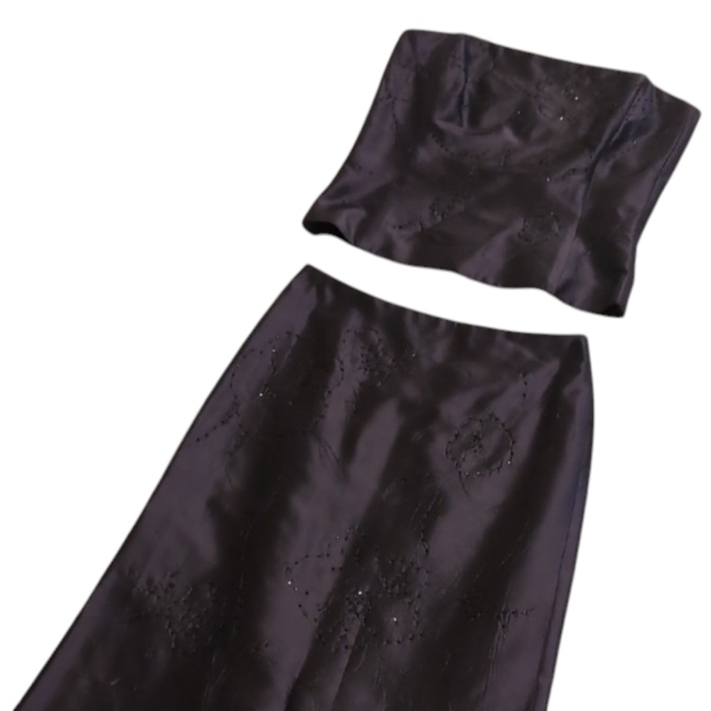 ANN TAYLOR Dark Purple Satin Embroidered Formal Set – Size 6 & 8 - Picture 2 of 11